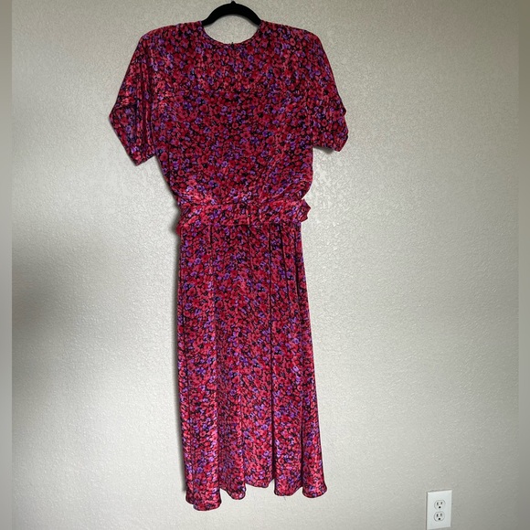 Starlo vintage 80s retro dress red and purple floral design size 11/12 - Picture 1 of 10